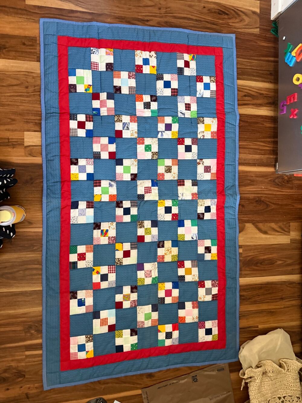 Vintage Hand-Stitched Patchwork Quilt / Quillow